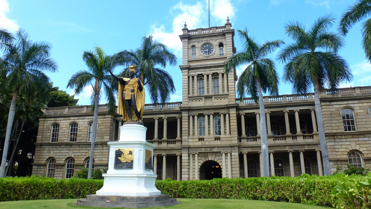 Statue of King Kamehameha, whose birthday is celebrated as one of a number of Hawaian holidays.